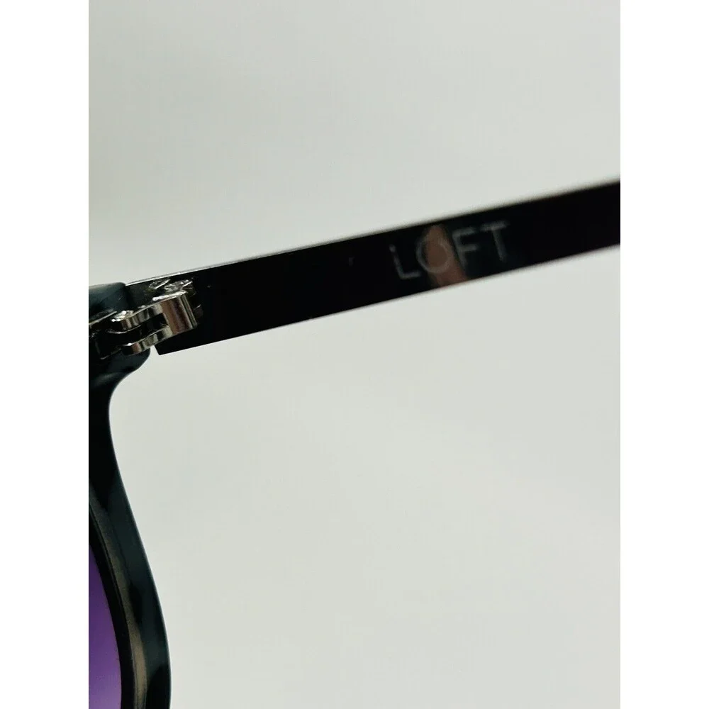 LOFT Black Sunglasses Rounded Square Gradient Gray Tortoise Metal Retro‎